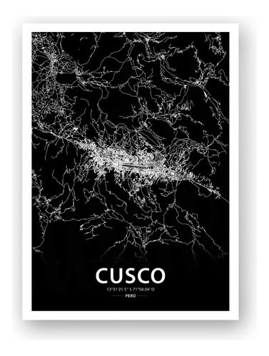 Cuadro Mapa Ciudad Personalizado Poster Impreso Con Marco