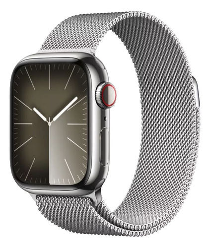 Apple Watch Series 9 GPS + Celular • Caja de acero inoxidable color plata de 45 mm • Correa estilo milanés color plata - Distribuidor autorizado