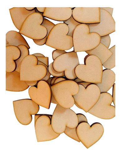 50 Corazones Fibrofacil 5cm Mdf Souvenirs 