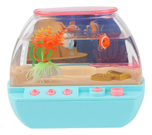 Acuario Pecera Decoración Dibujos Animados Mini Con Luz Con