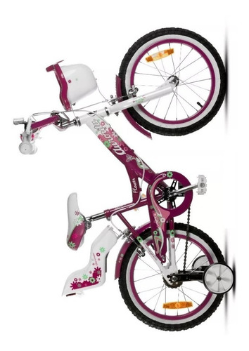 Bicicleta Aurora Flowers Rodado 16 Nena Rueditas Canasto