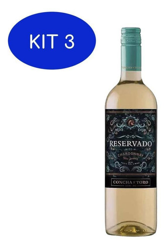 Kit 3 Vinho Reservado Concha Y Toro Chardonnay 750ml