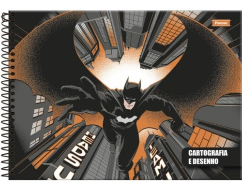  Foroni Batman Cartografia e Desenho 80 folhas  lisas unidade x 1 20cm x 28cm cor batman laranja