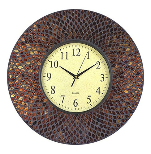 Decoracion Lulu, Reloj De Pared De Mosaico De Peine Ambar