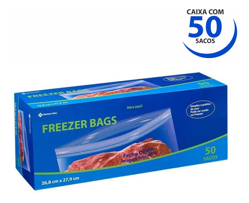 Sacos Bags P/ Congelar Alimentos 50un Tamanho Grande