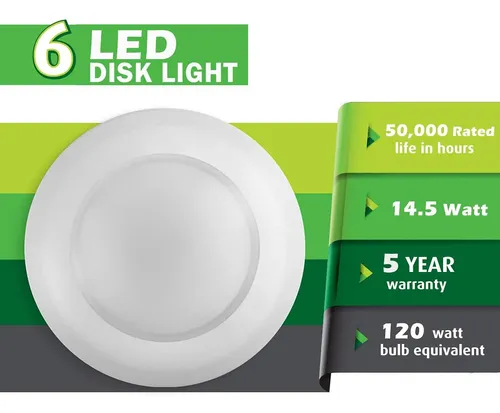 Paquete De 6 Luces Led De 19 Cm, Regulable, 15 W (equiv...