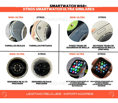 Imagen 8 de 10 de Smartwatch W68+ Ultra Sport Reloj Inteligente Deportivo Orig