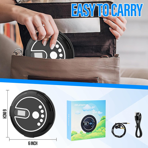 Reproductor De Cd Portátil Con Altavoces Estéreo Duales Reca