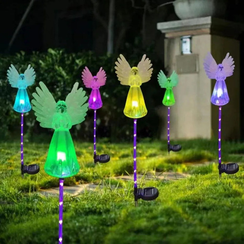 2 Piezas De Luces Solares De Ángel Para Decoración Navideña