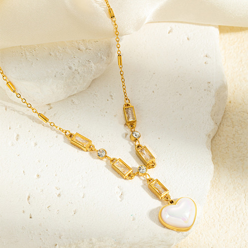 Collar Corazón Tornasol Mujer Cadena Acero Inoxidable Dorado
