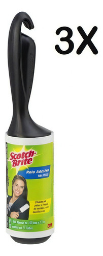 Kit Com 3 Rolos Adesivos 21-folhas Scotch Brite Cor Preto