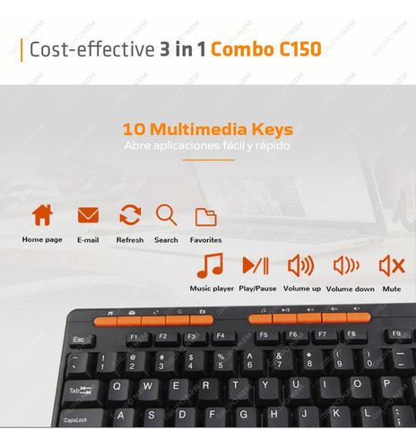 Imagen 2 de 10 de Combo 3 En 1 Teclado + Mouse + Parlantes Usb Meetion Mt-c105