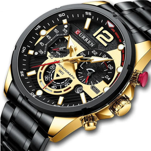 Reloj para Hombre Curren 8395 Negro Dorado Acero Inoxidable