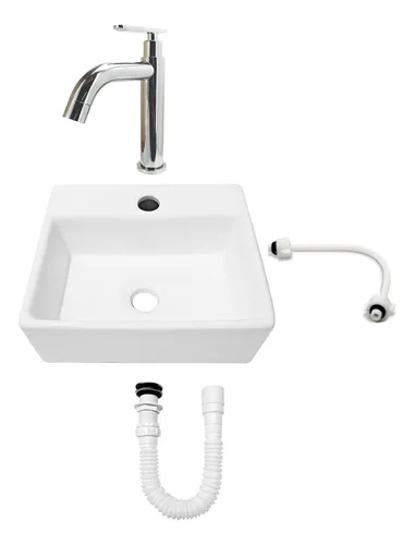 Combo Lavamanos Pequeño Rectangular+ Grifería Agua Fria C709