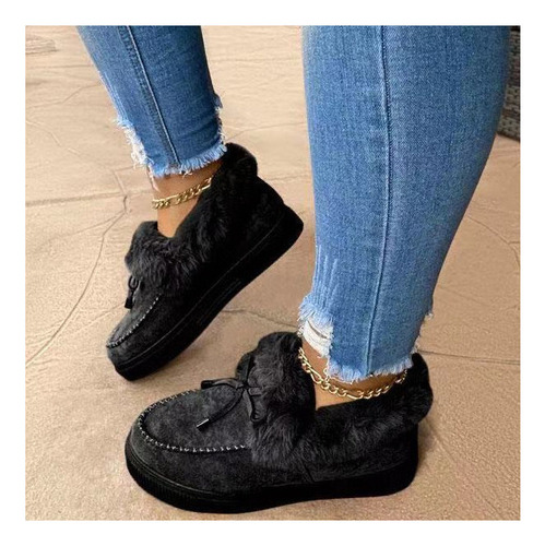 Botas De Nieve Planas Casuales Con Punta Redonda Para Mujer
