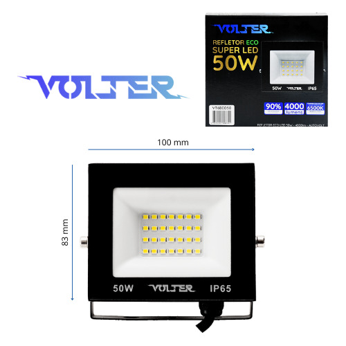 Refletor Led Aluminio 50w Bivolt Ip66 6500k Preto