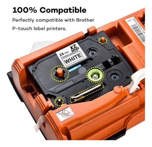 . 4 Tape Compatible Tze-s251 24mm White For Brother P-touch