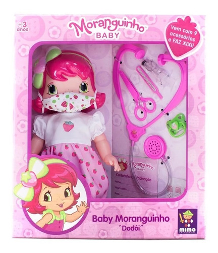 Boneca Baby Moranguinho Dodói Com Acessórios E Máscara