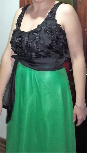 Vestido De Fiesta Largo Verde Y Negro De Diseñadora