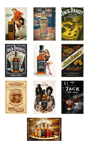 Cuadros Metalicos Pack 10 Unidades Jack Daniels 20x30