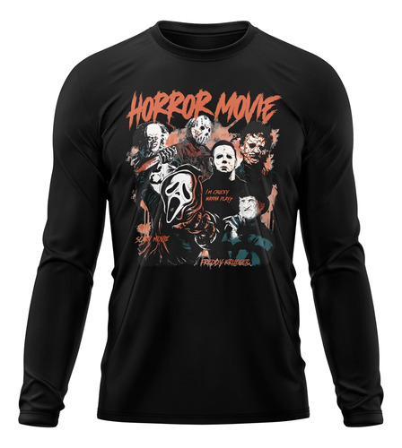 Playera Hombre Serial Killers Manga Larga Películas Terror