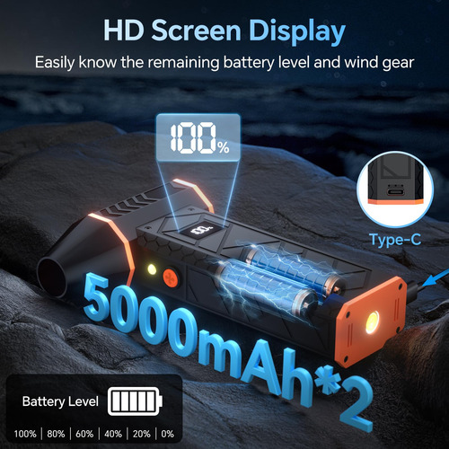Plumero Eléctrico 10000 Mah 180000 Rpm Con Luces Led Color Del Cabezal