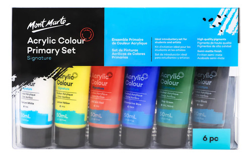 Set 6 Pinturas Acrílicas Colores Primarios Mont Marte 50 Ml