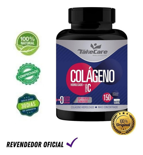 Colágeno Hidrolisado Com Vitamina C 60caps Take Care - Kit 3 caixas