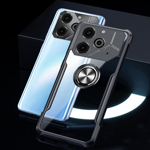 Funda Para Tecno Pova 6 Pro Neo Suave Marco Claro Anillo Color Negro