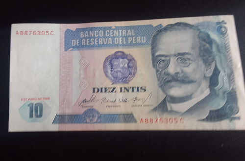 Billete Perú 10 Intis 3 De Abril De 1985 Unc