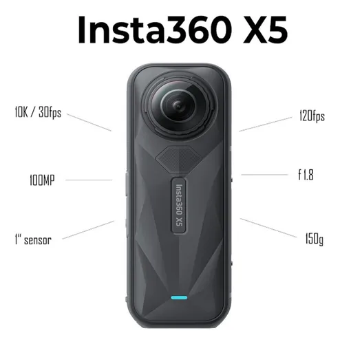Cámara Deportiva Insta360 X5+ 128gb + Selfie Stick Invisible