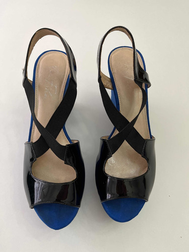 Zapatos Mujer Negros Y  Azul Electrico. Marc Fisher,imp Usa