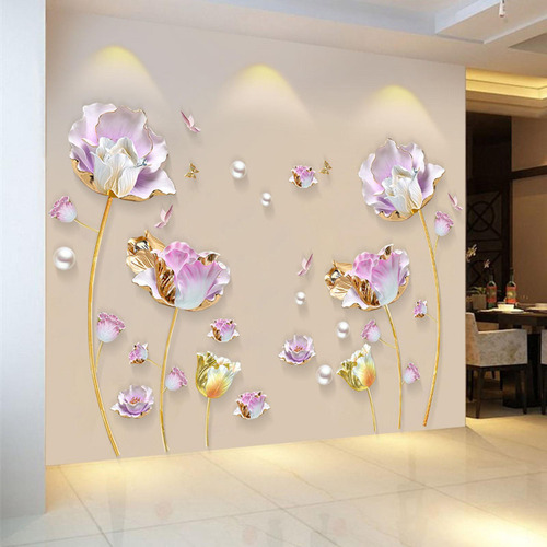 2 Uds Pegatinas De Pared Calcomanías Florales Diy