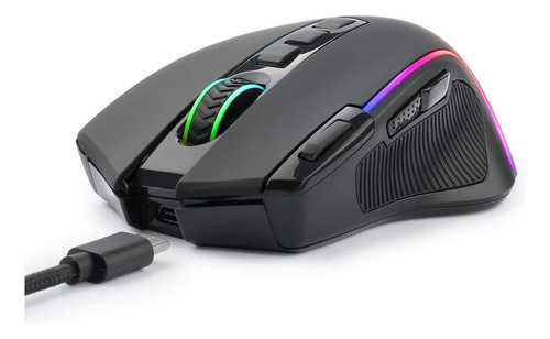 Ratón Inalambrico Gamer Rgb Botones Laterales Negro