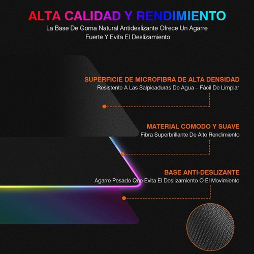 Alfombrilla De Ratón Gamer Rgb Luz Led Lonk 80x30cm Alfombri