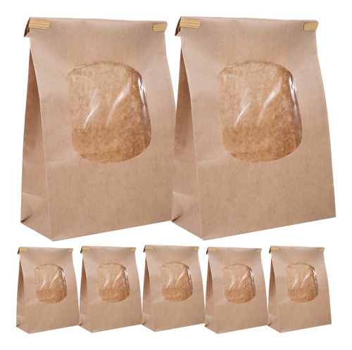 50 Bolsas De Pan De Papel Kraft Con Ventana Para Hornear En