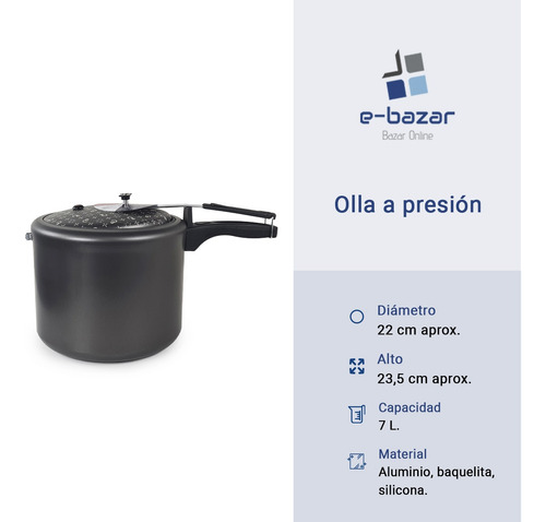 Olla A Presión Aluminio Panelux Magnific 7 Lts Grafito
