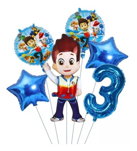 Set 6 Globos Metálicos Paw Patrol Ryder N°3