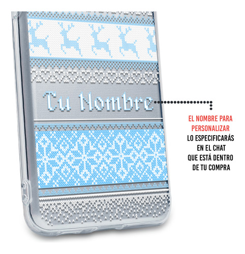 Funda Para Xiaomi Ugly Sweater Azul Navideño Con Tu Nombre