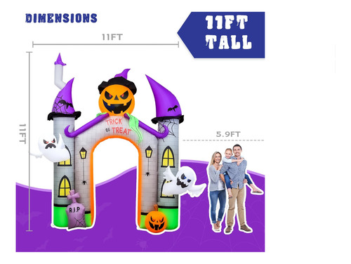 Arco Inflable De Castillo De Haloween 3.4mts Leds - Imported