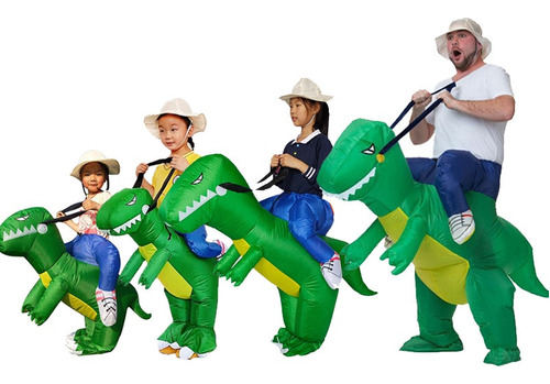 Dinosaurio Inflable Para Niño, Verde, Unisex, Niño Adulto