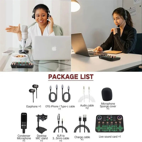 Micrófono De Condensador Bm800 V8 Kit Tarjeta De Sonido