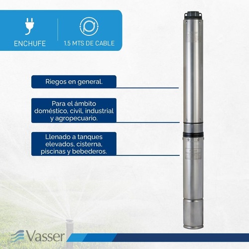 Imagen 3 de 7 de Bomba Sumergible De Pozo Vasser Bs4 150 Vasser H.va.1.s215.m