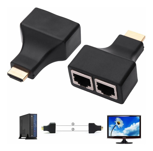 Imagen 7 de 8 de Adaptador Extensor Extesion Hdmi 30m Rj45 Cat5e/6 /e /a