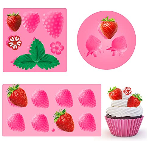 3 Moldes De Silicona 3d Para Fresas Y Flores, Molde De Silic