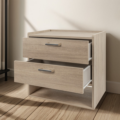 Buro Para Recamara Mesa De Noche Diseño Moderno Minimalista Acabado Mate Color Avellana