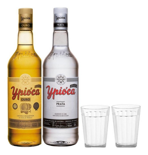 Kit Cachaça Aguardente Ypióca Ouro + Prata Garrafa 965ml