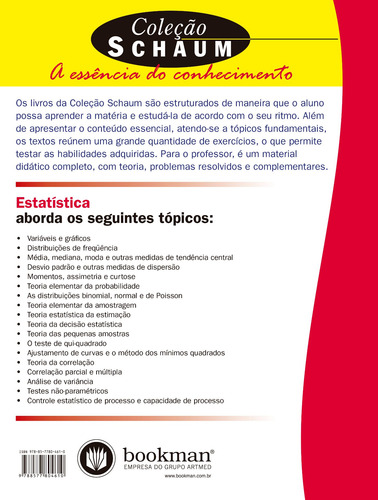 Estatística, de Spiegel, Murray R.. Schaum Editorial Bookman Companhia Editora Ltda., capa mole em português, 2009