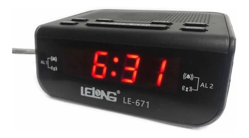 Rádio Relógio Digital Despertador Alarme Duplo Lelong Le-671