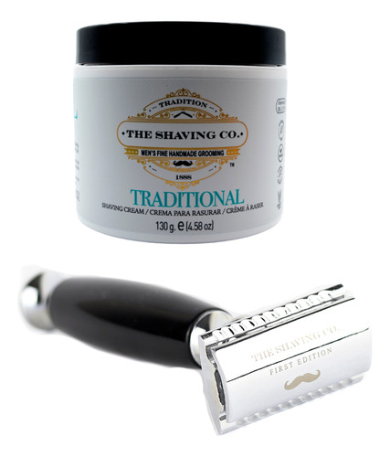 The Shaving Co Kit Crema De Afeitar Menta Y Rastrillo Negro